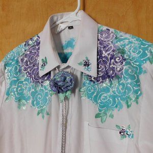 Vintage Painted Western Button Up